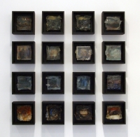 Leonard Sheil, Tabernacle, 16 wood boxes 20 x 20 x 9 cm with mixed media and silicone, 2012, €700 each